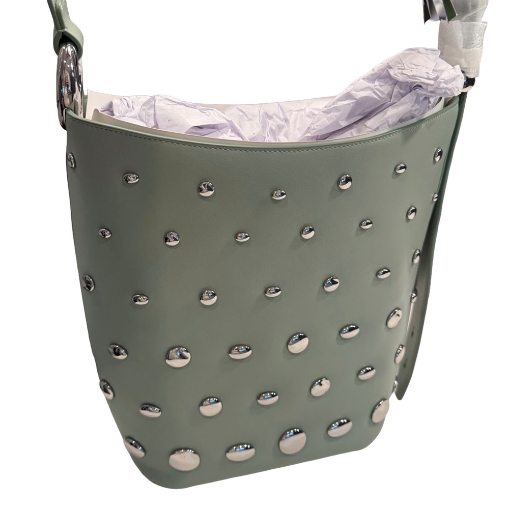 Kate Spade Halo Studded Leather Bucket Bag Light Green W/ Dust Bag NWT - Picture 2 of 16
